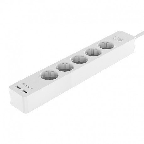 ORICO GPC-5A2U-EU 5 AC Outlet Power Strip with 2 USB Charging Port and Adhesive Board